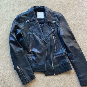 MANGO Genuine Leather Leather Biker Jacket